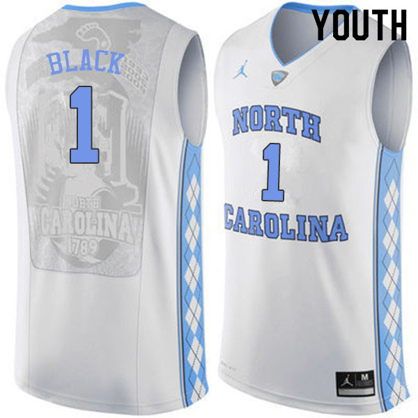 Youth #1 Leaky Black North Carolina Tar Heels College Basketball Jerseys Sale-White - Click Image to Close